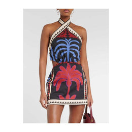 Printed Halter Neck Cut-Outs Sheath Mini Dress