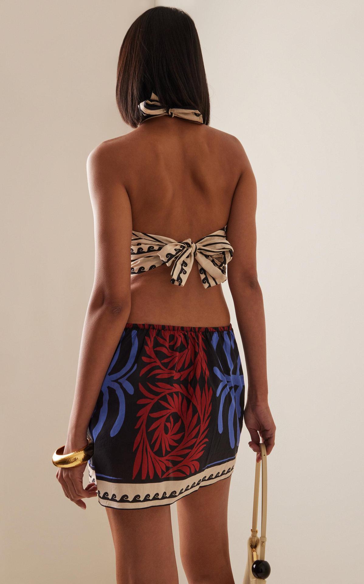 Printed Halter Neck Cut-Outs Sheath Mini Dress
