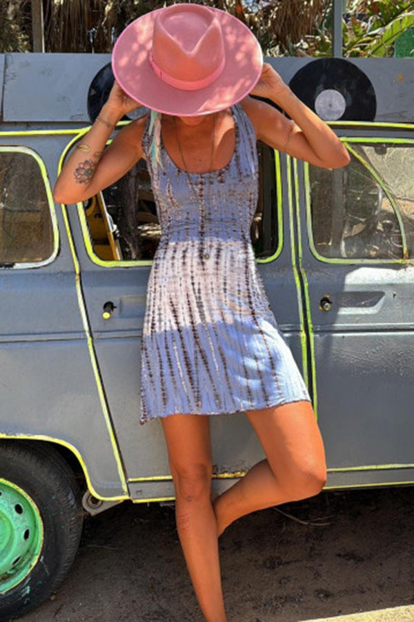 Tie and Dye Georgette A-Line Dress