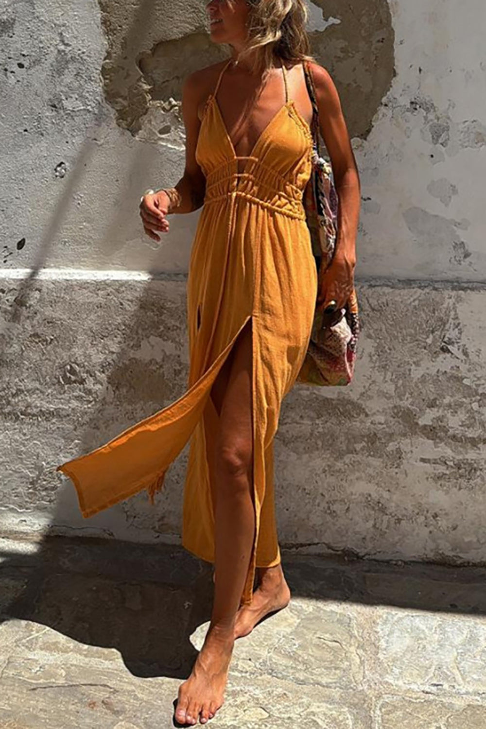 Solid Bodycon Maxi Dress