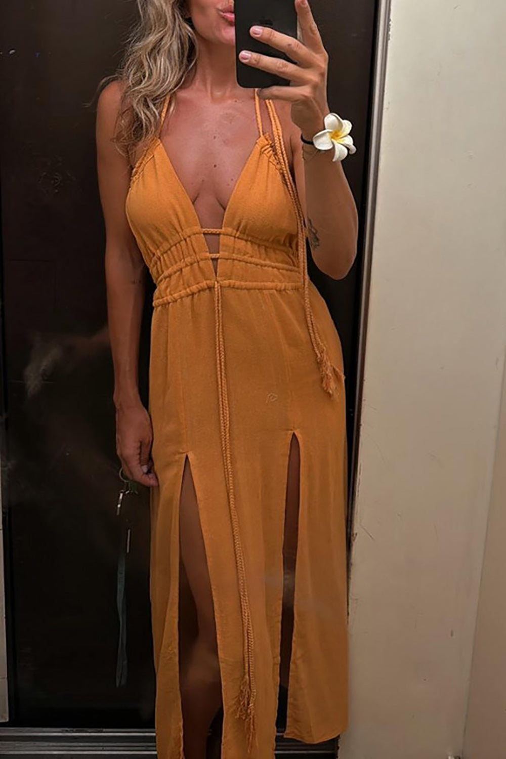 Solid Bodycon Maxi Dress