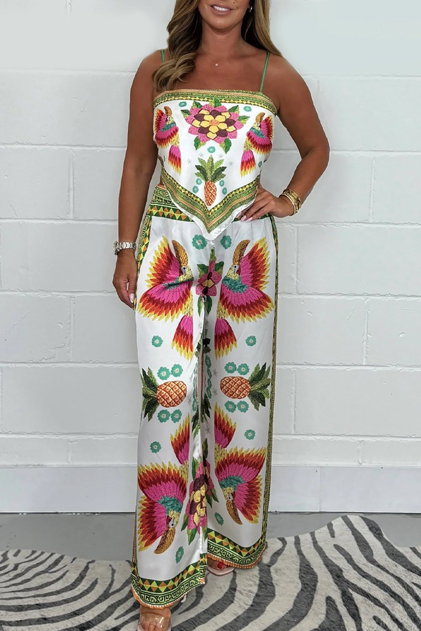 Printed Crop Top With Trousers