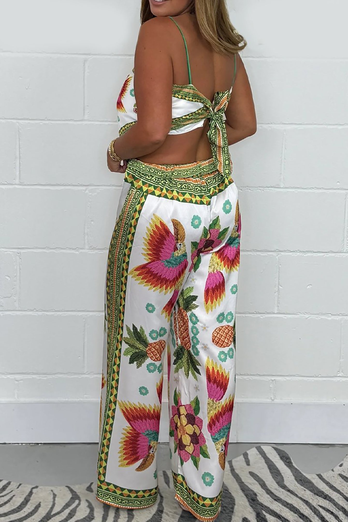Printed Crop Top With Trousers