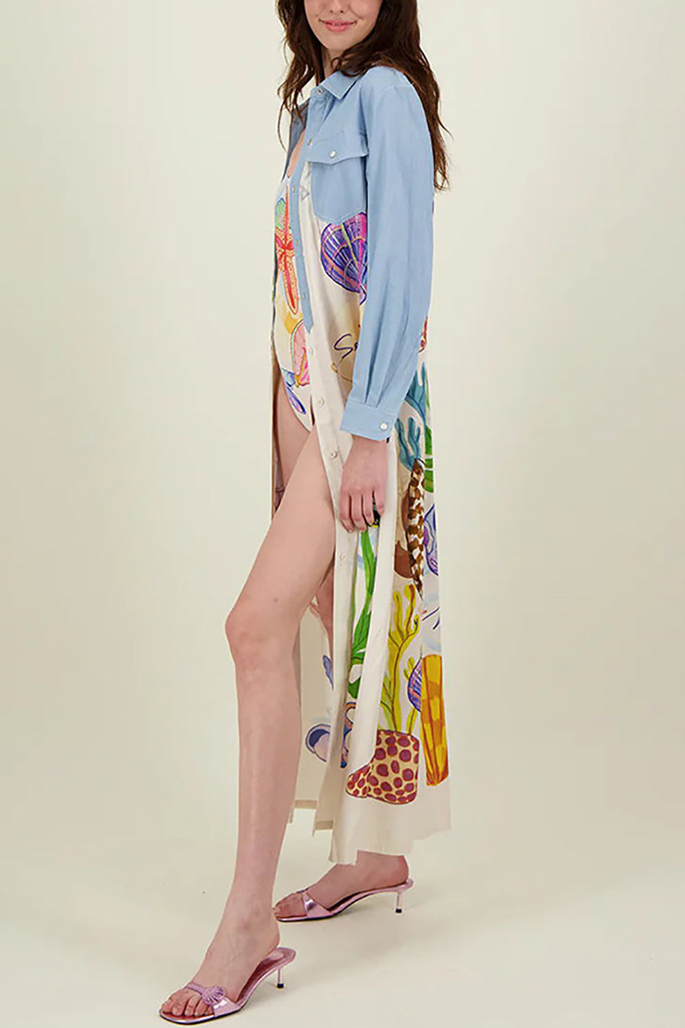 Women Graphic Shirt Maxi Dress