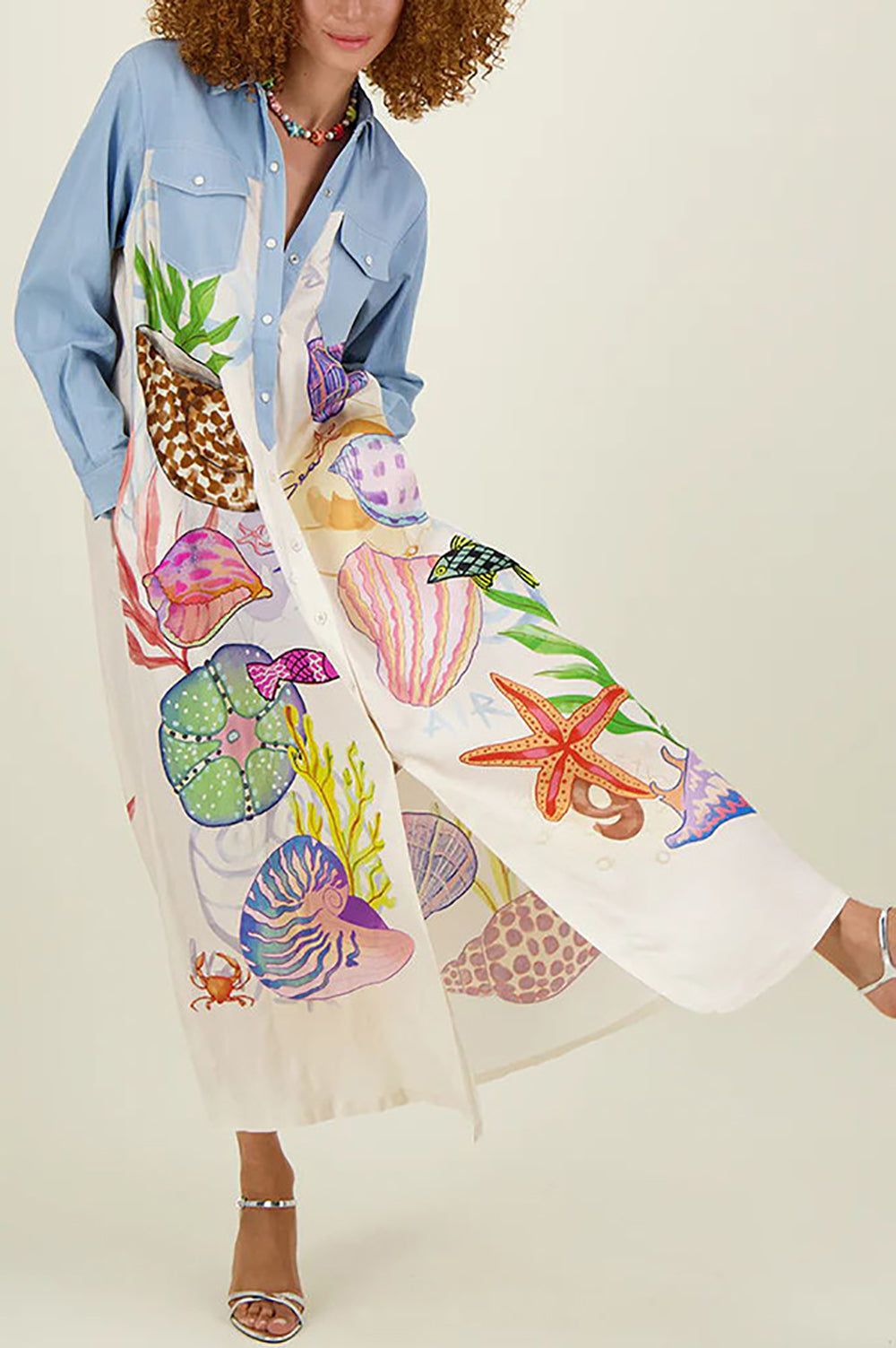 Women Graphic Shirt Maxi Dress
