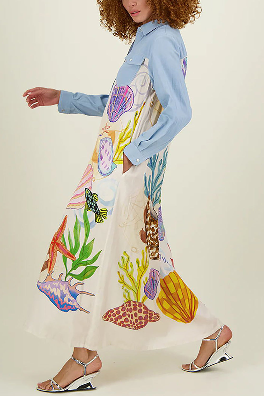 Women Graphic Shirt Maxi Dress