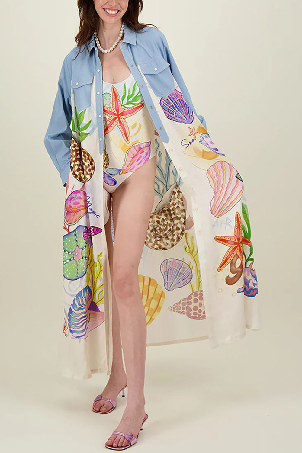 Women Graphic Shirt Maxi Dress