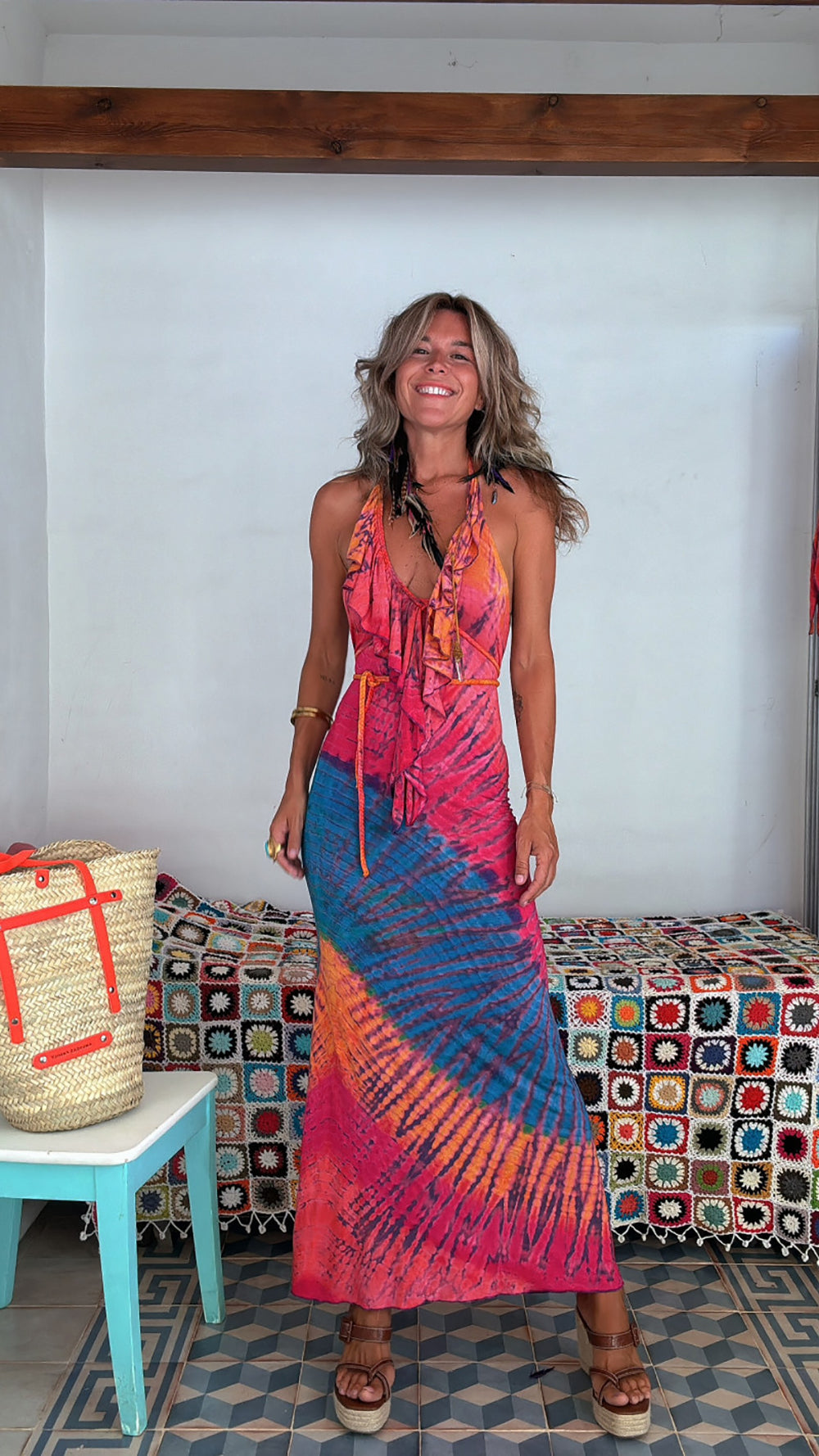 StyleCast x Tie Dye Bodycon Maxi Dress