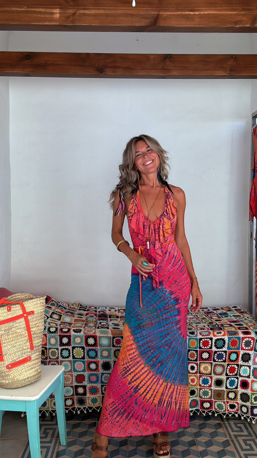 StyleCast x Tie Dye Bodycon Maxi Dress