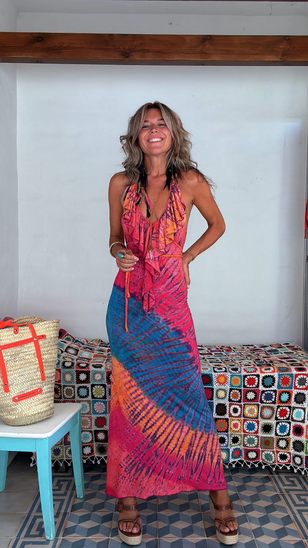 StyleCast x Tie Dye Bodycon Maxi Dress