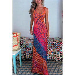 Women Abstract Printed Bodycon Maxi Holi Dress