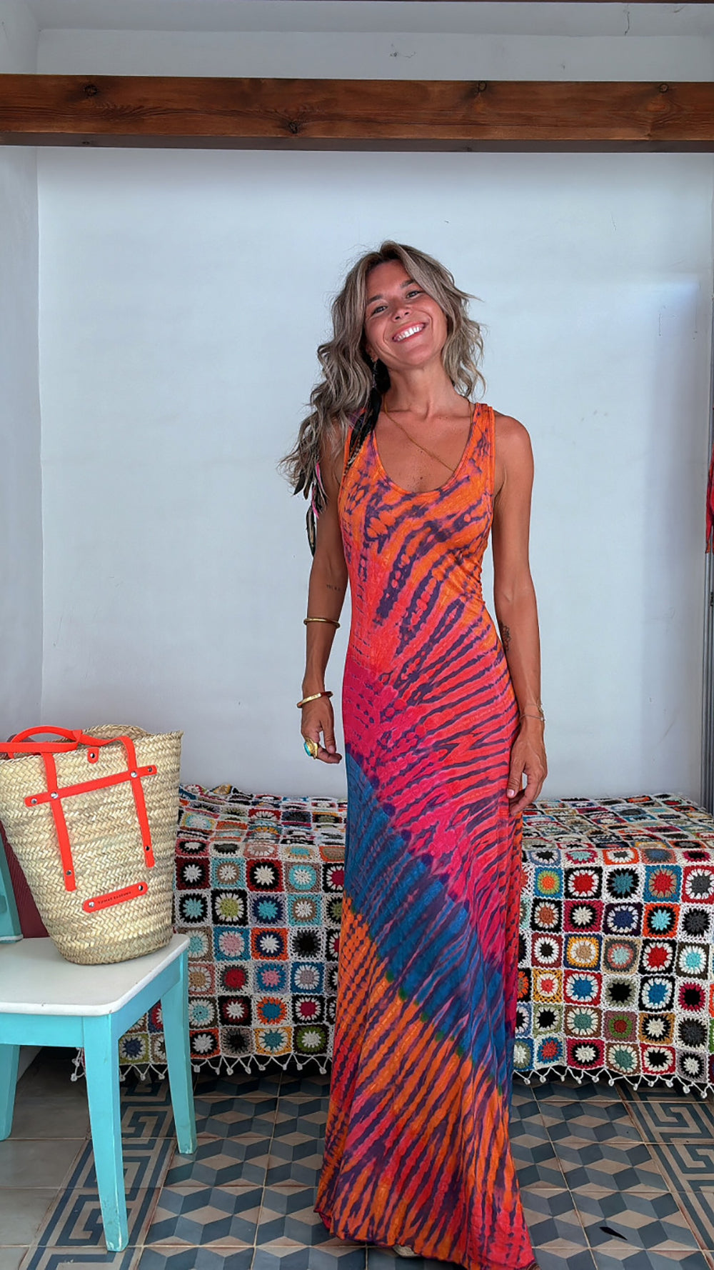 Women Abstract Printed Bodycon Maxi Holi Dress
