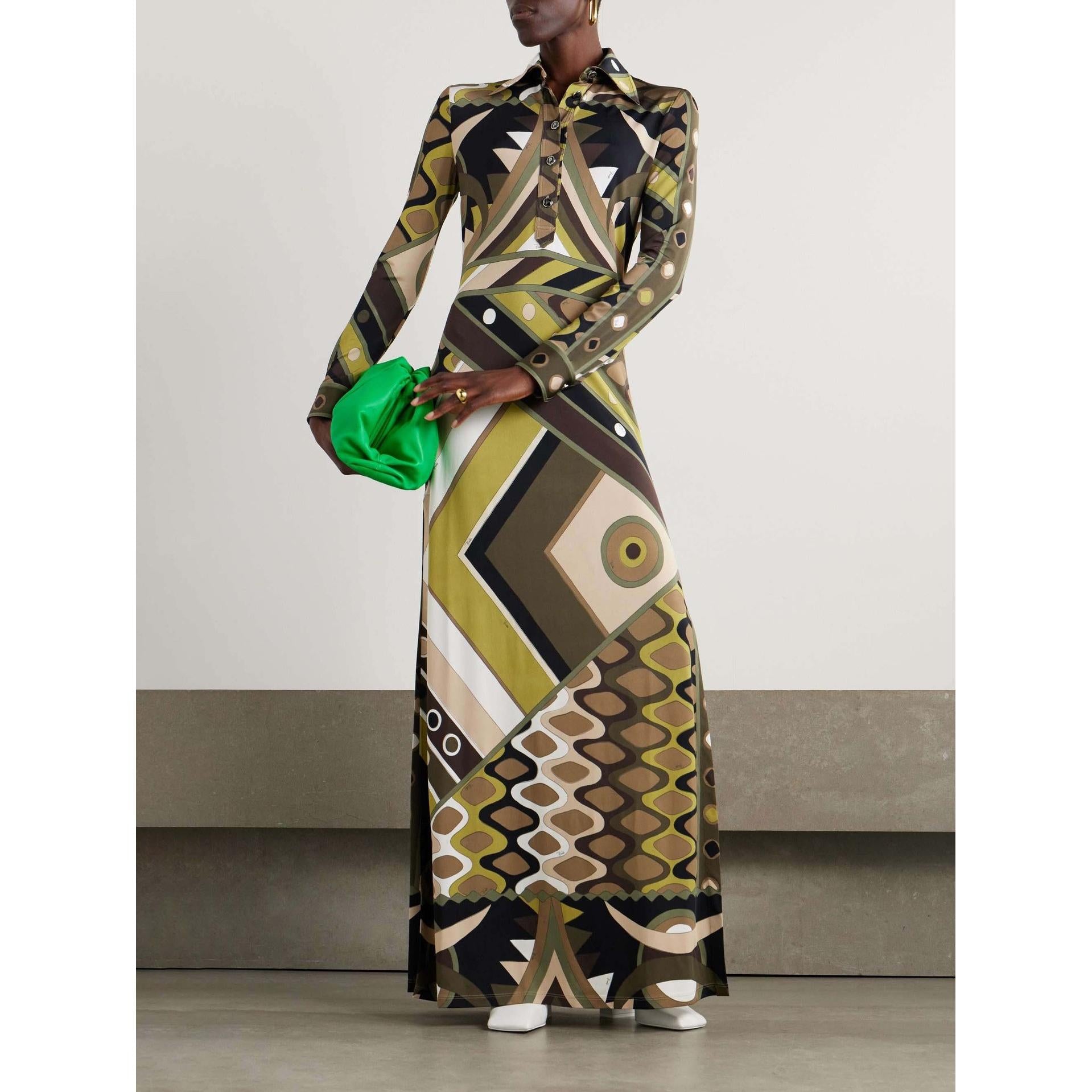 Women Shirt Collar Maxi Dress
