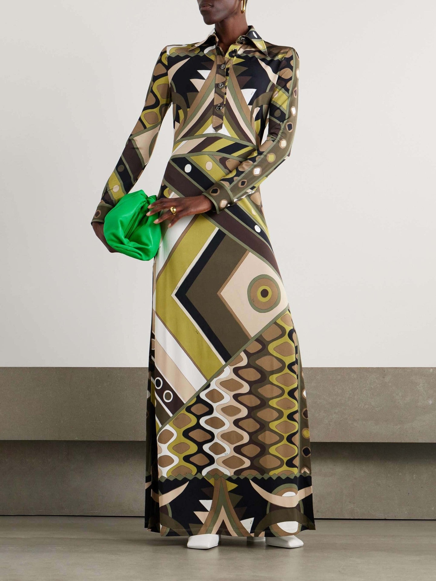 Women Shirt Collar Maxi Dress