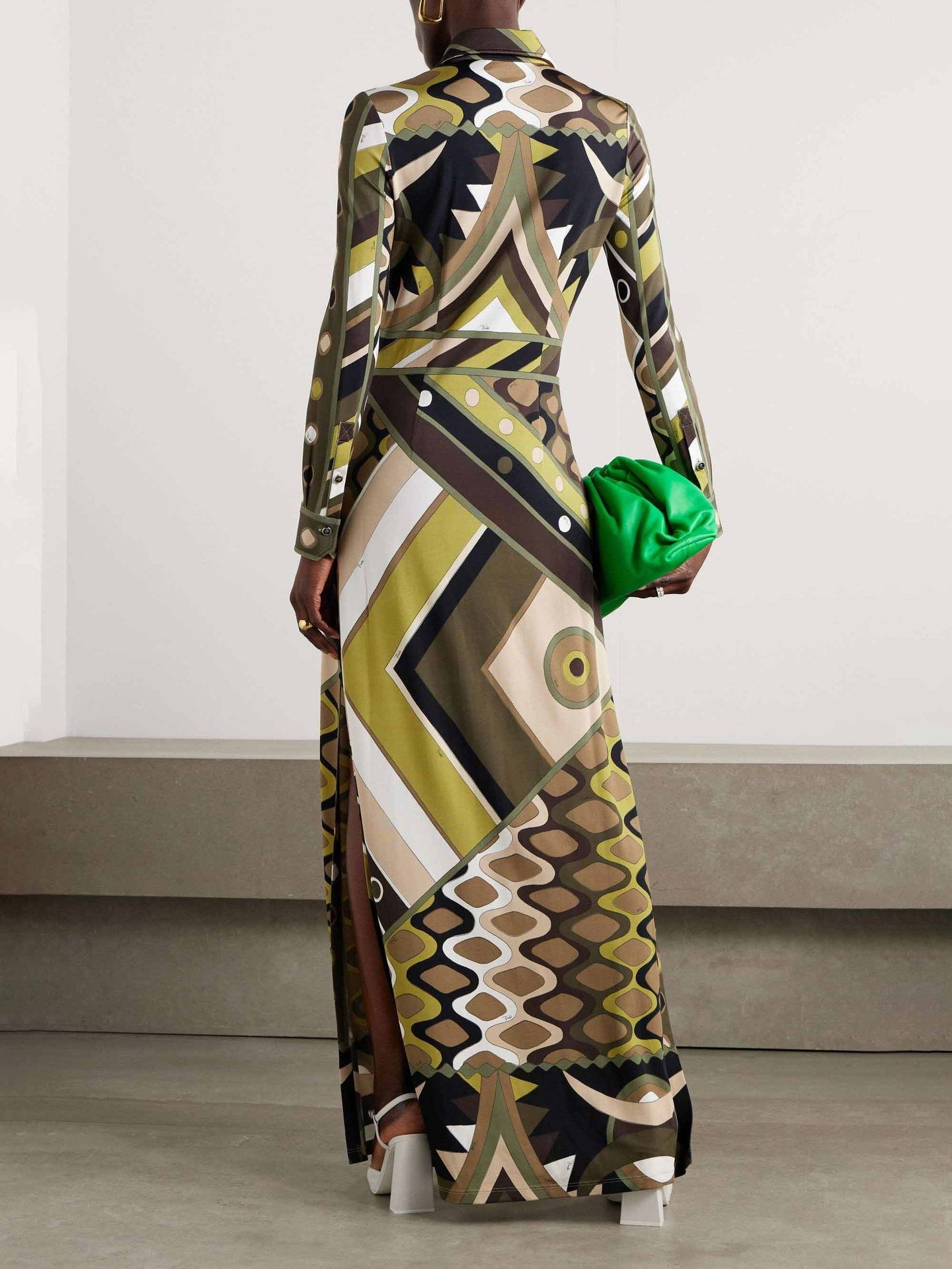 Women Shirt Collar Maxi Dress