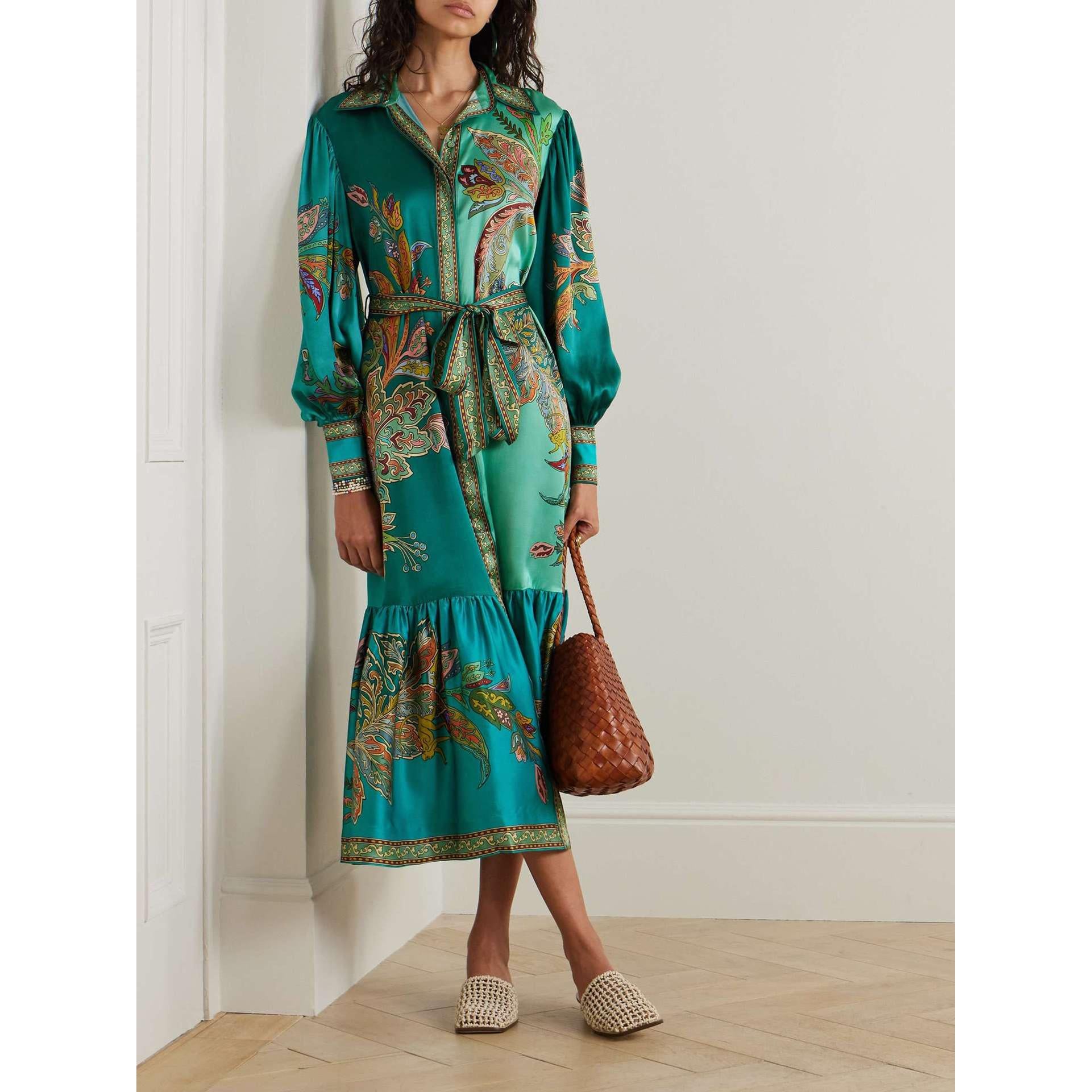 Women Tropical Printed Fit & Flare Midi Dress