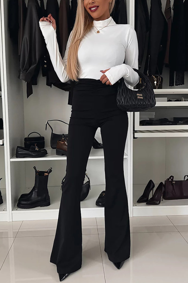 Women Easy Wash Mid-Rise Bootcut Trousers