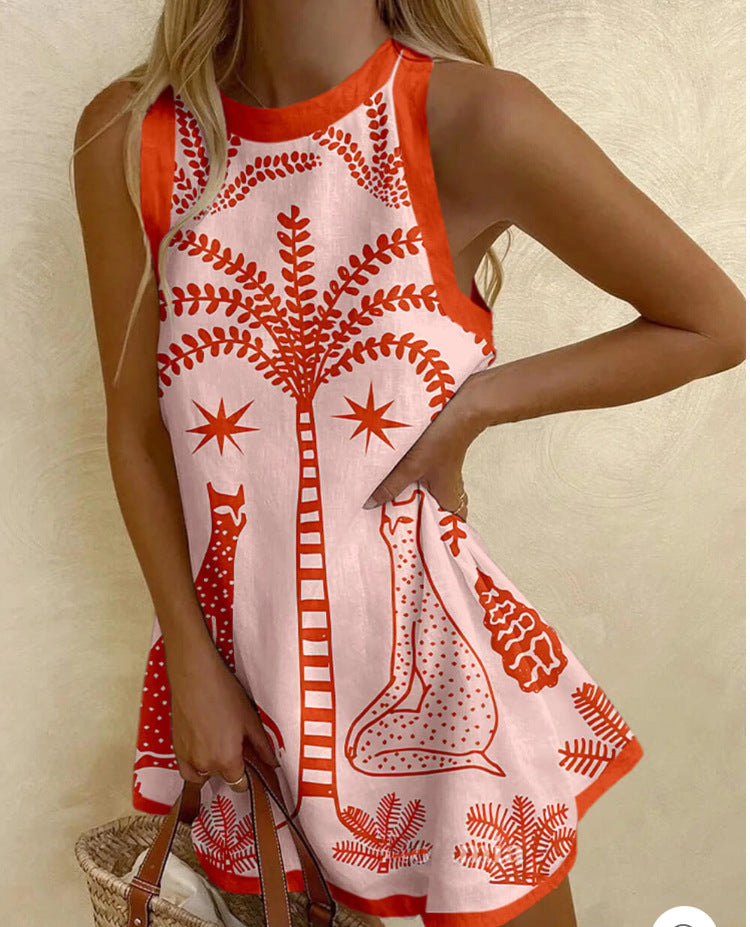 Women Ethnic Motifs Printed Linen A-Line Dress
