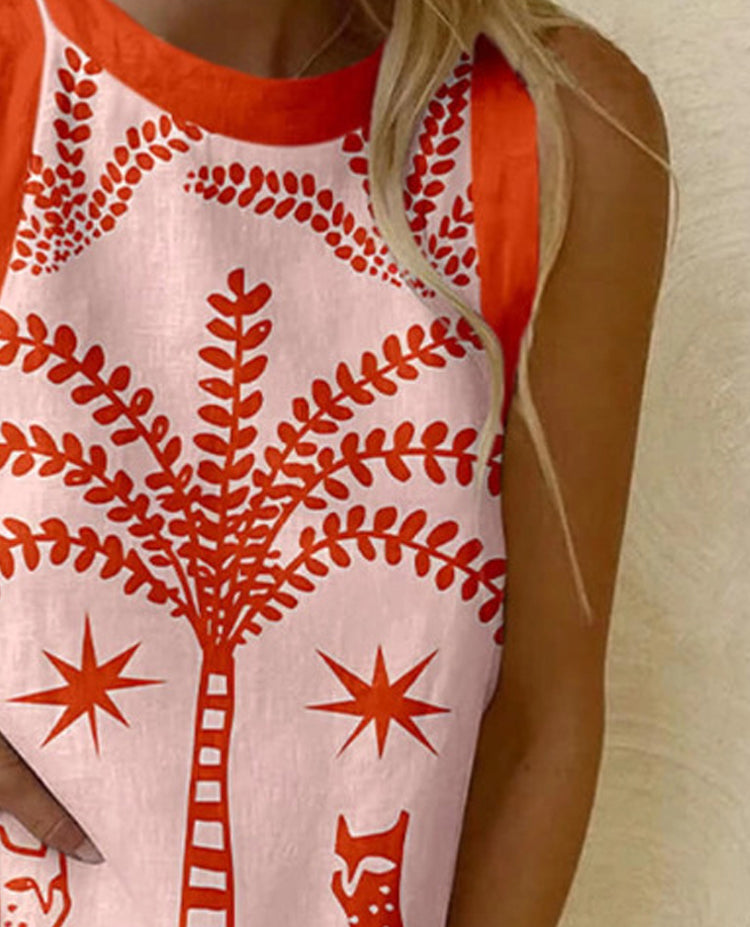 Women Ethnic Motifs Printed Linen A-Line Dress