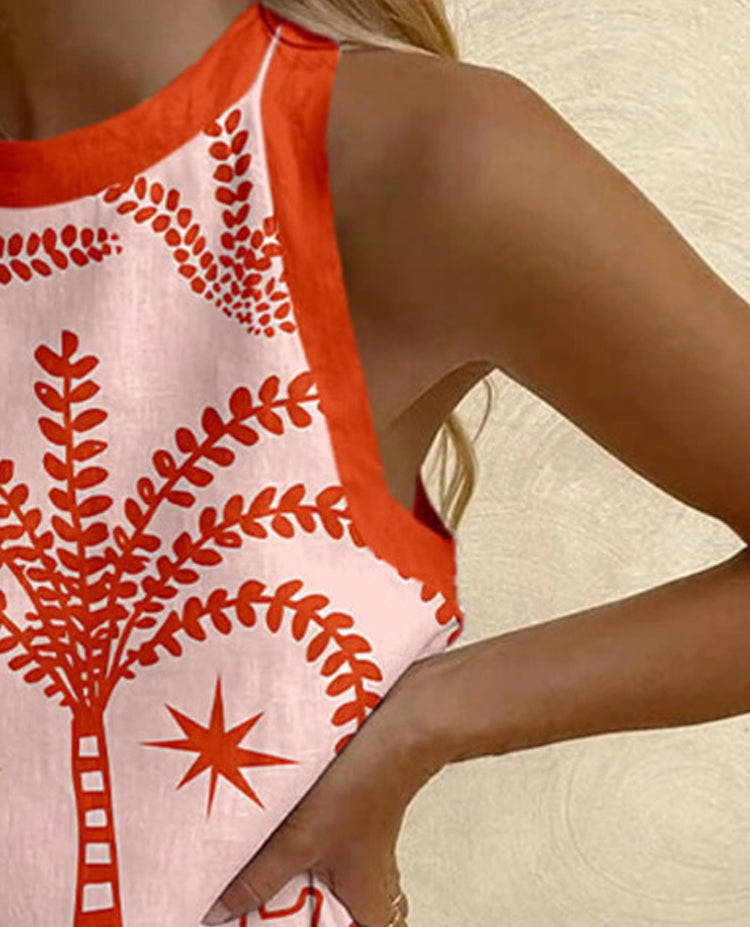 Women Ethnic Motifs Printed Linen A-Line Dress