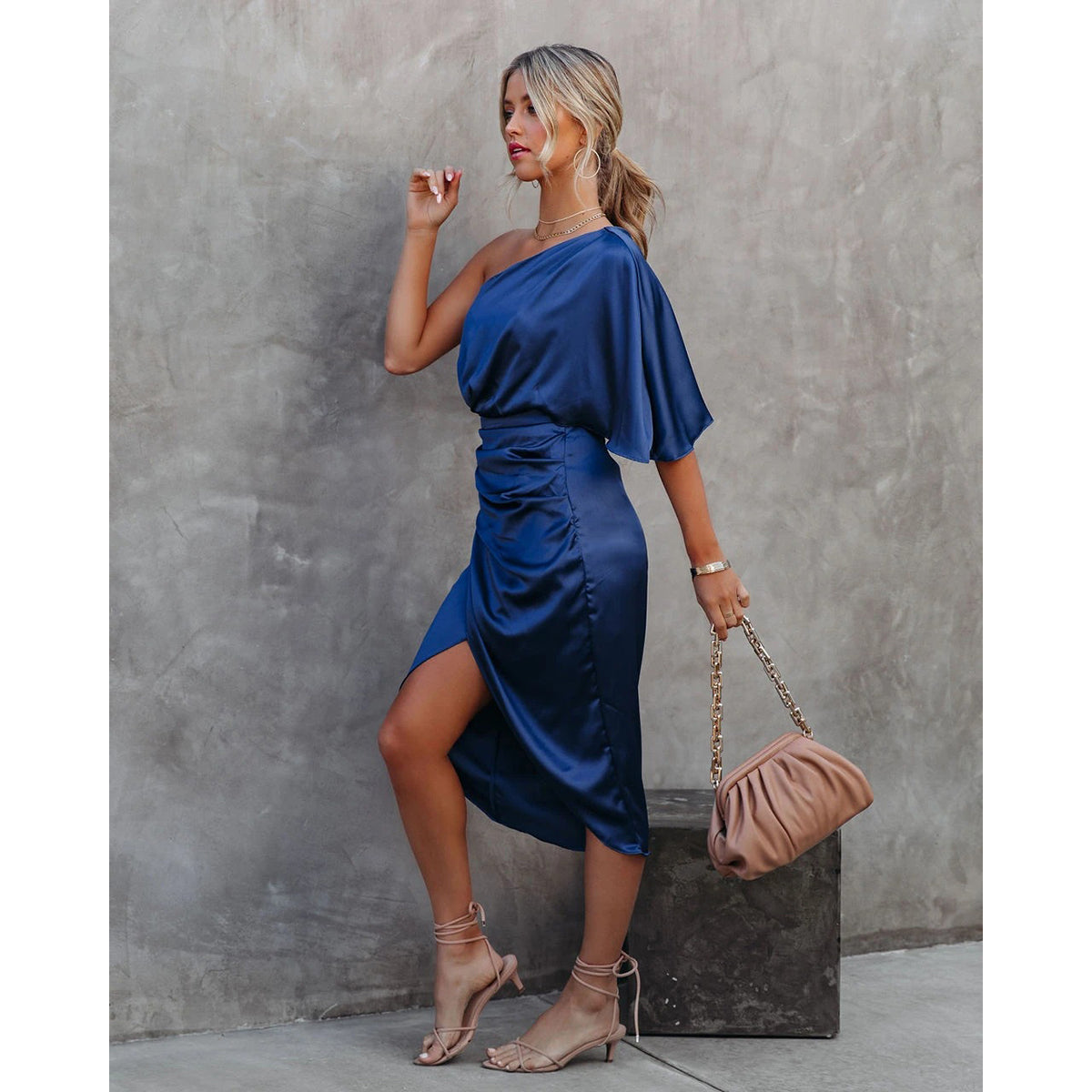 Flared Sleeve Tulip A-Line Dress