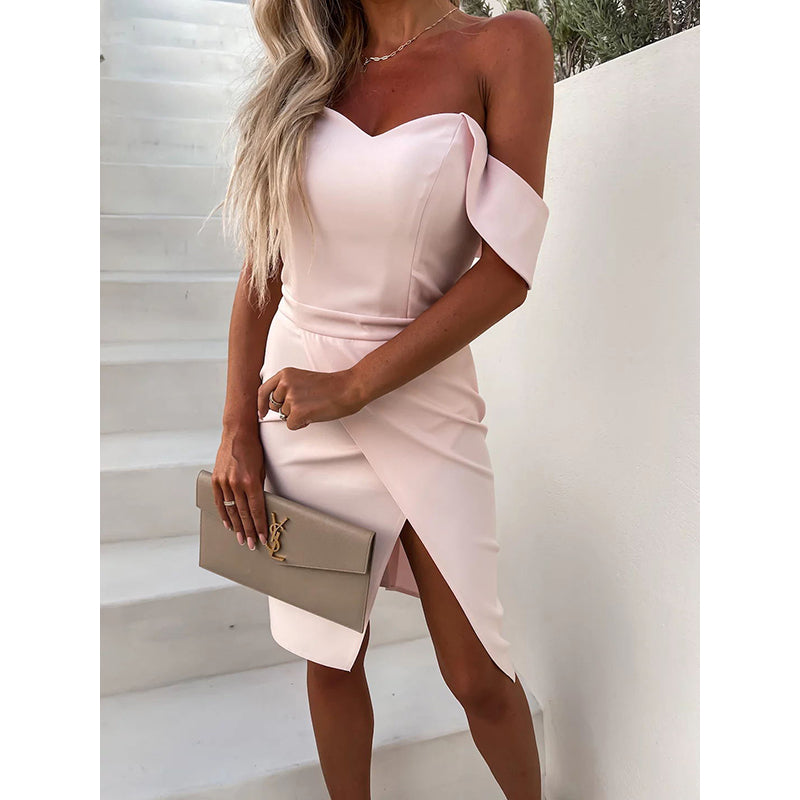 Pink Off Shoulder Bodycon Dress