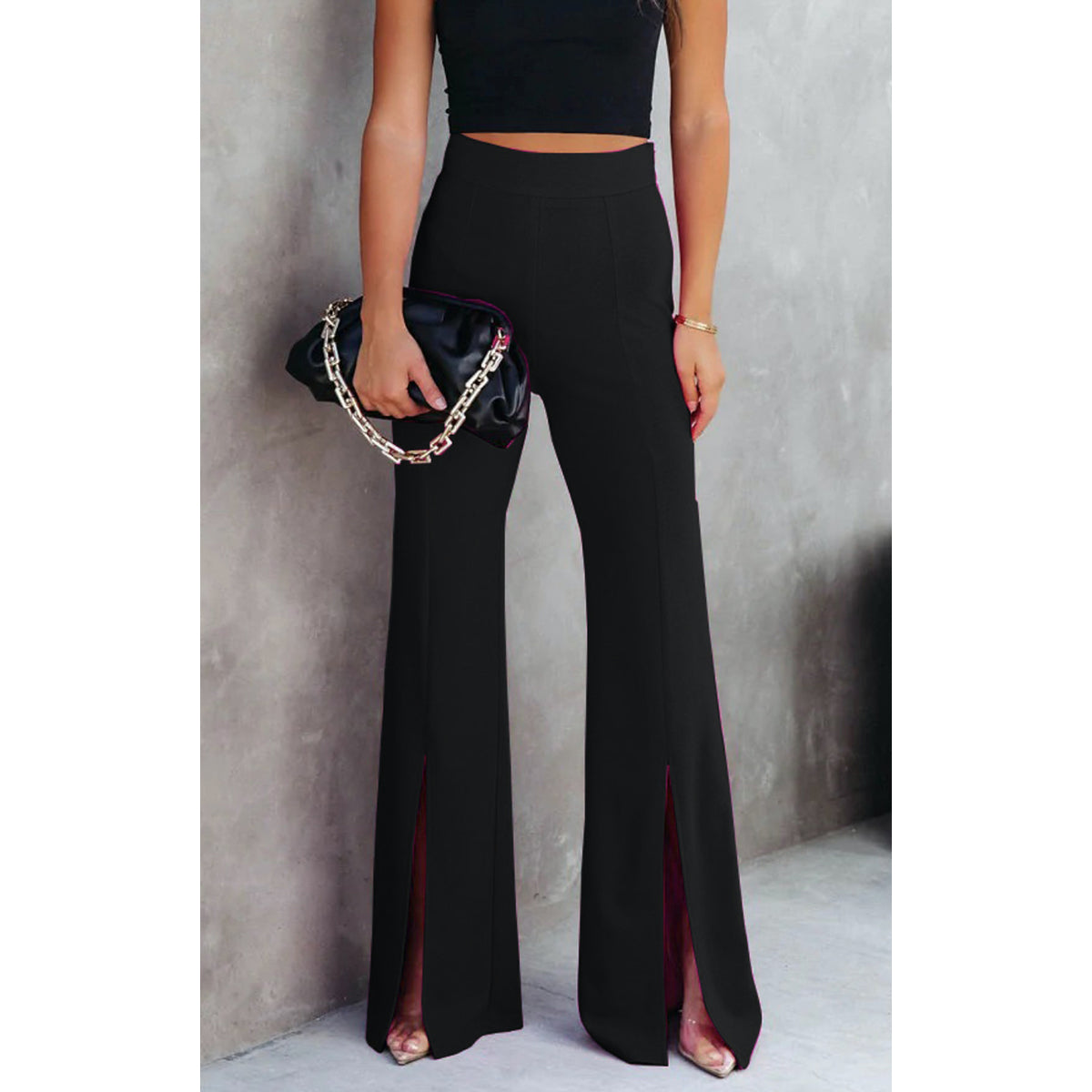 Women Black Straight Fit Easy Wash Bootcut Trousers