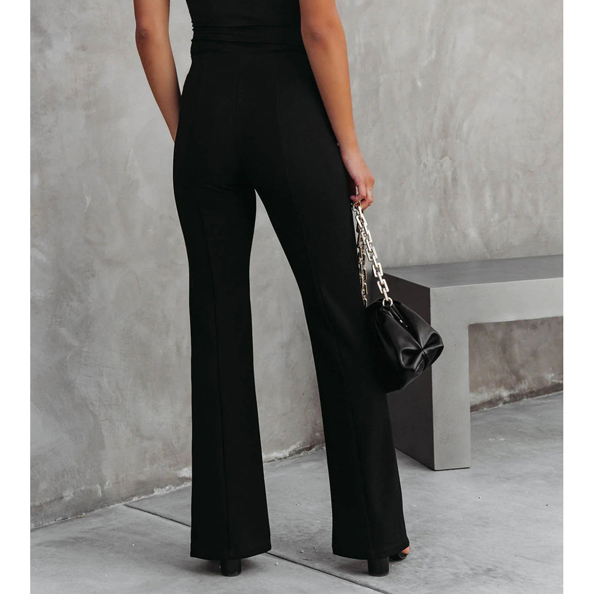 Women Black Straight Fit Easy Wash Bootcut Trousers
