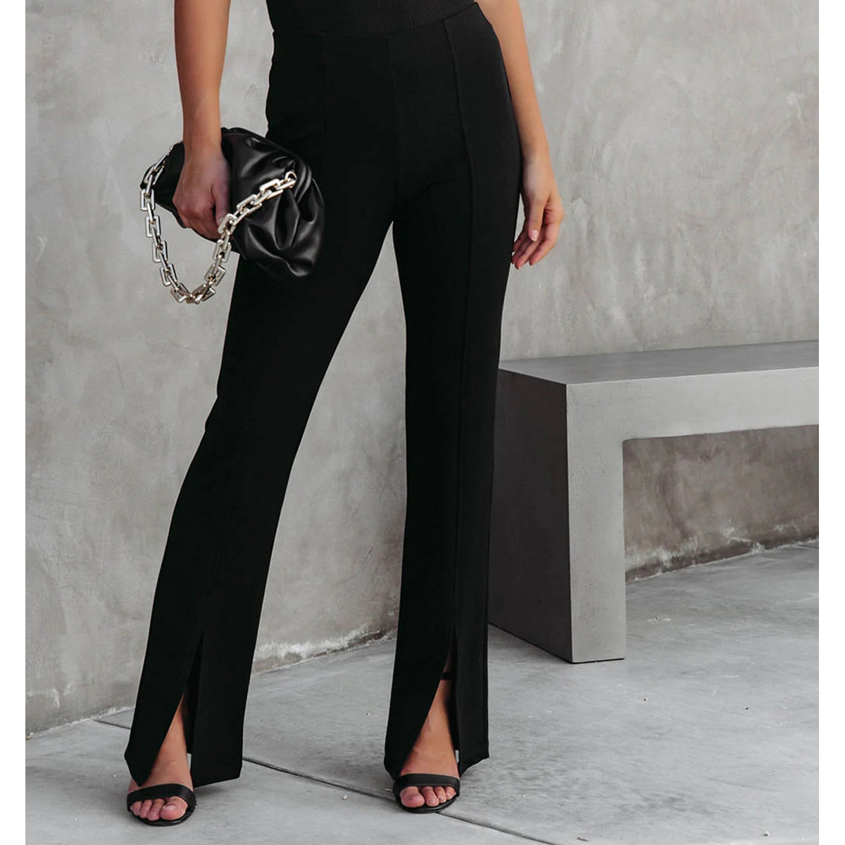 Women Black Straight Fit Easy Wash Bootcut Trousers