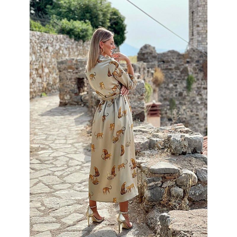 Animal Printed A-Line Cotton Dress