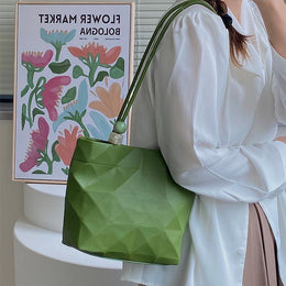 Black Solid Two Handles Shoulder Bag