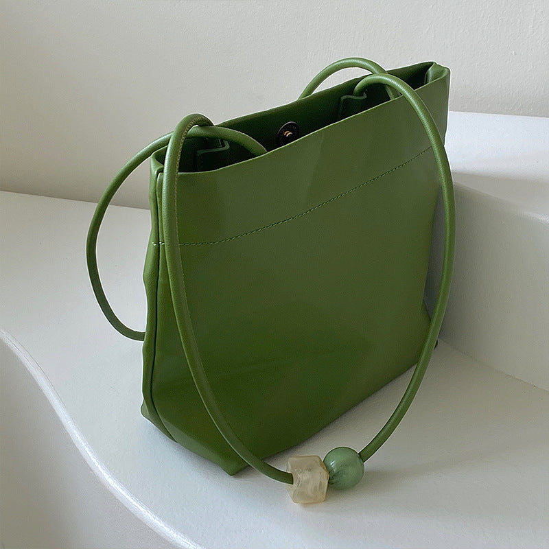 Black Solid Two Handles Shoulder Bag