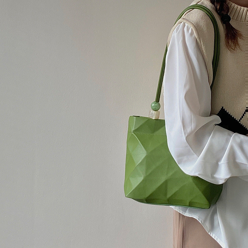 Black Solid Two Handles Shoulder Bag