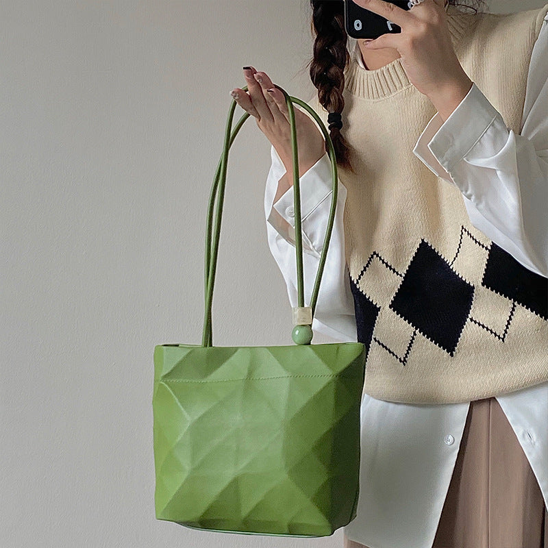 Black Solid Two Handles Shoulder Bag