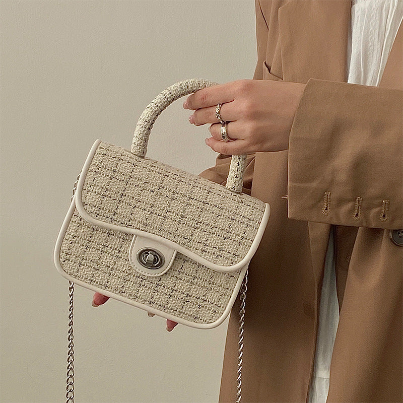Black Textured One Handle Handheld Bag