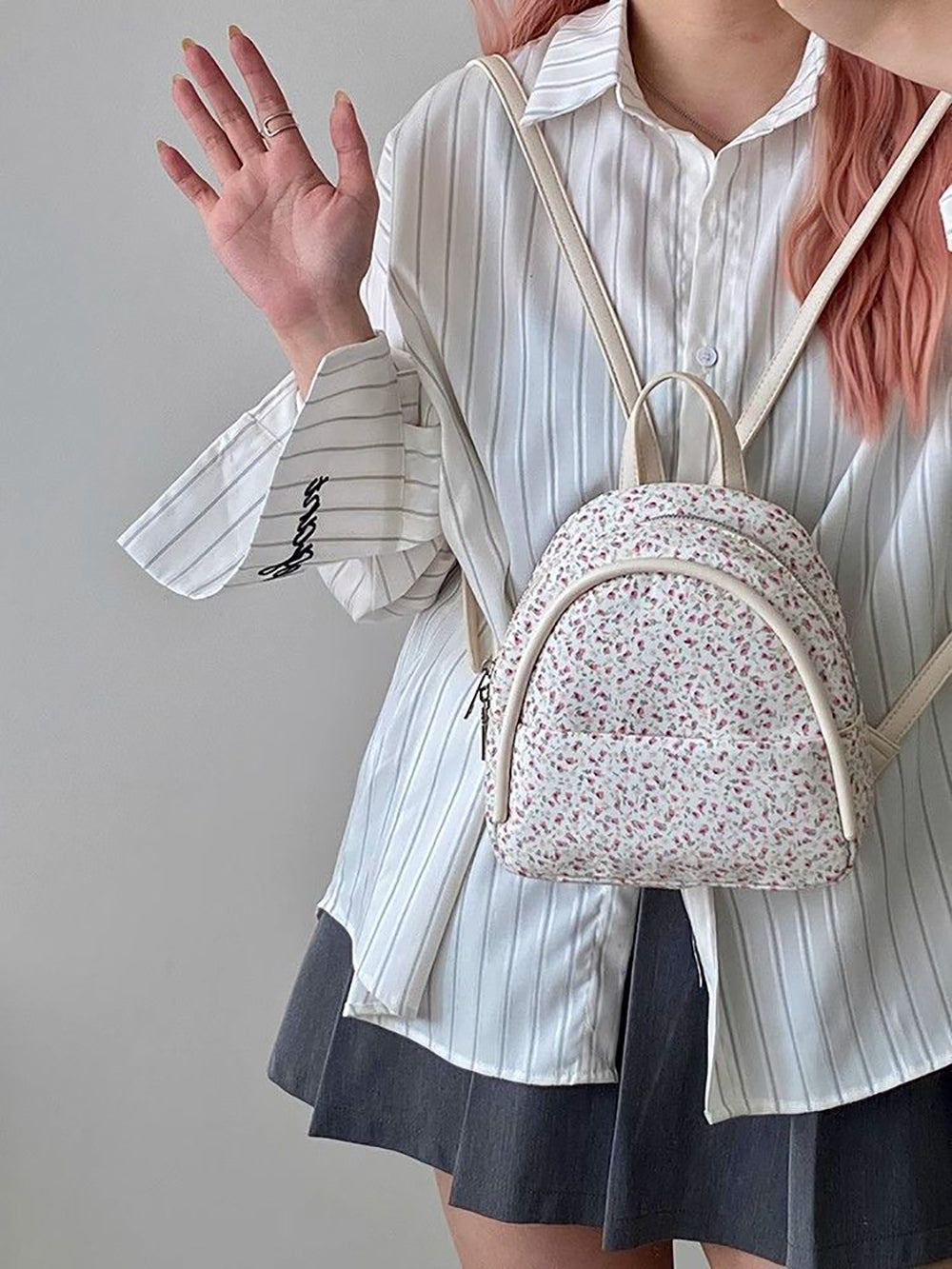 Floral PU Bowling Hobo Bag