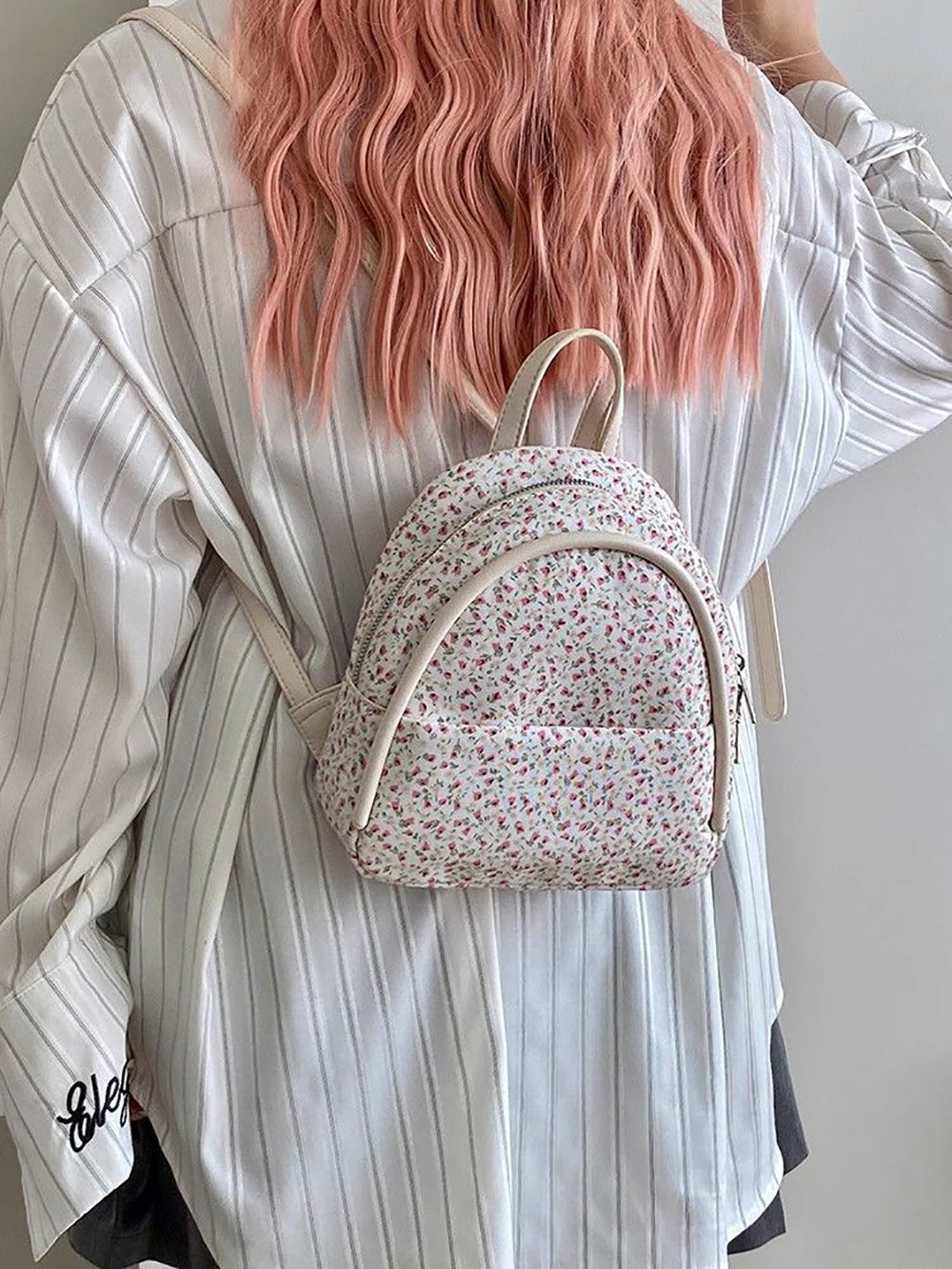 Floral PU Bowling Hobo Bag