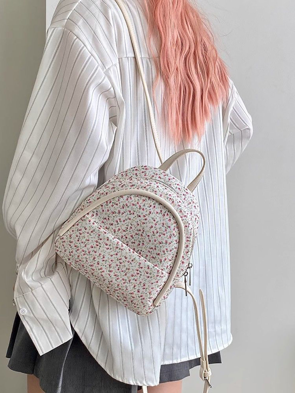 Floral PU Bowling Hobo Bag