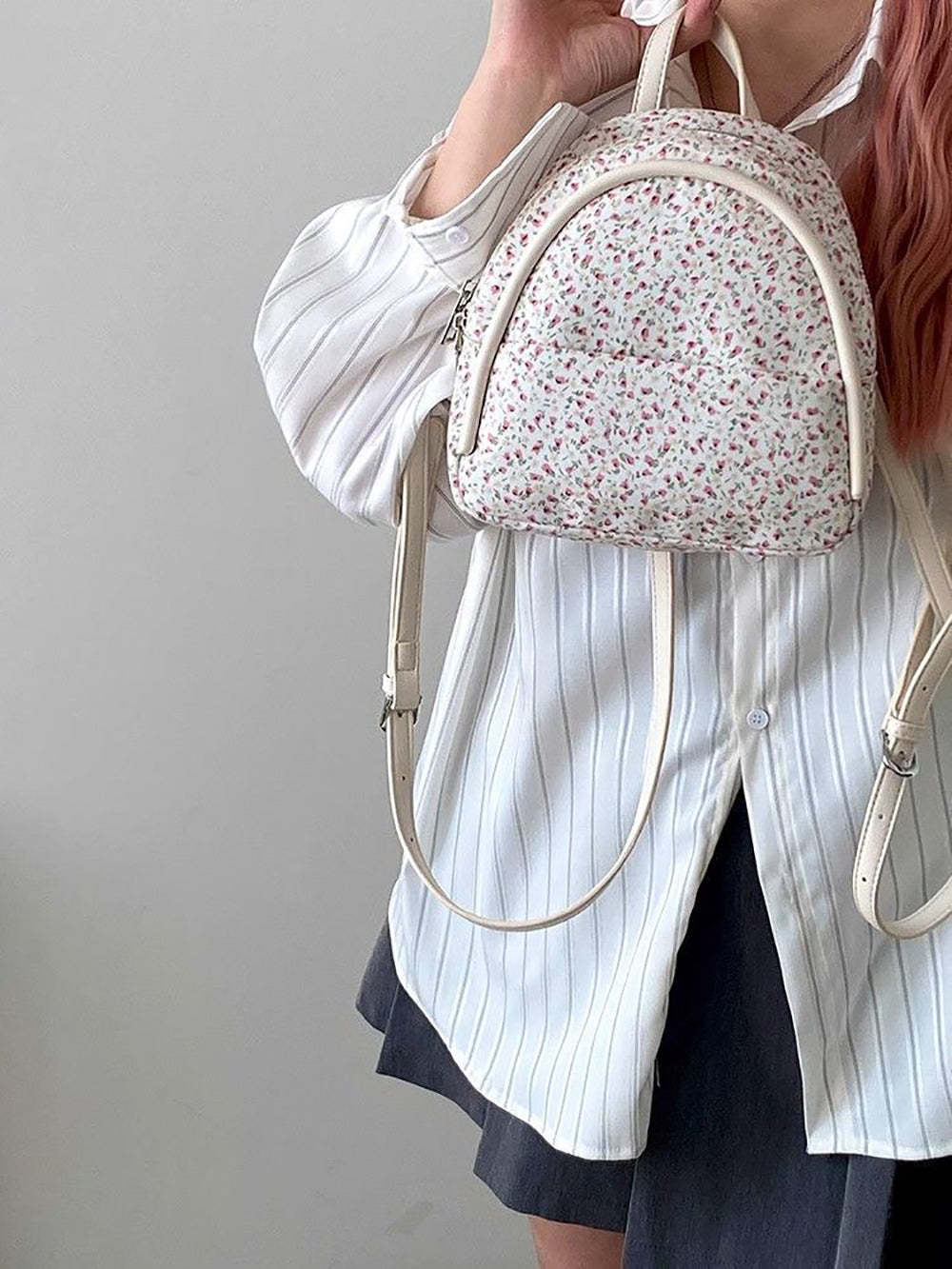Floral PU Bowling Hobo Bag