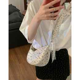 Women Floral Printed Half Moon Hobo Bag