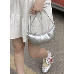 Women Solid Half Moon Sling Bag