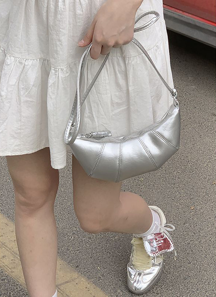 Women Solid Half Moon Sling Bag