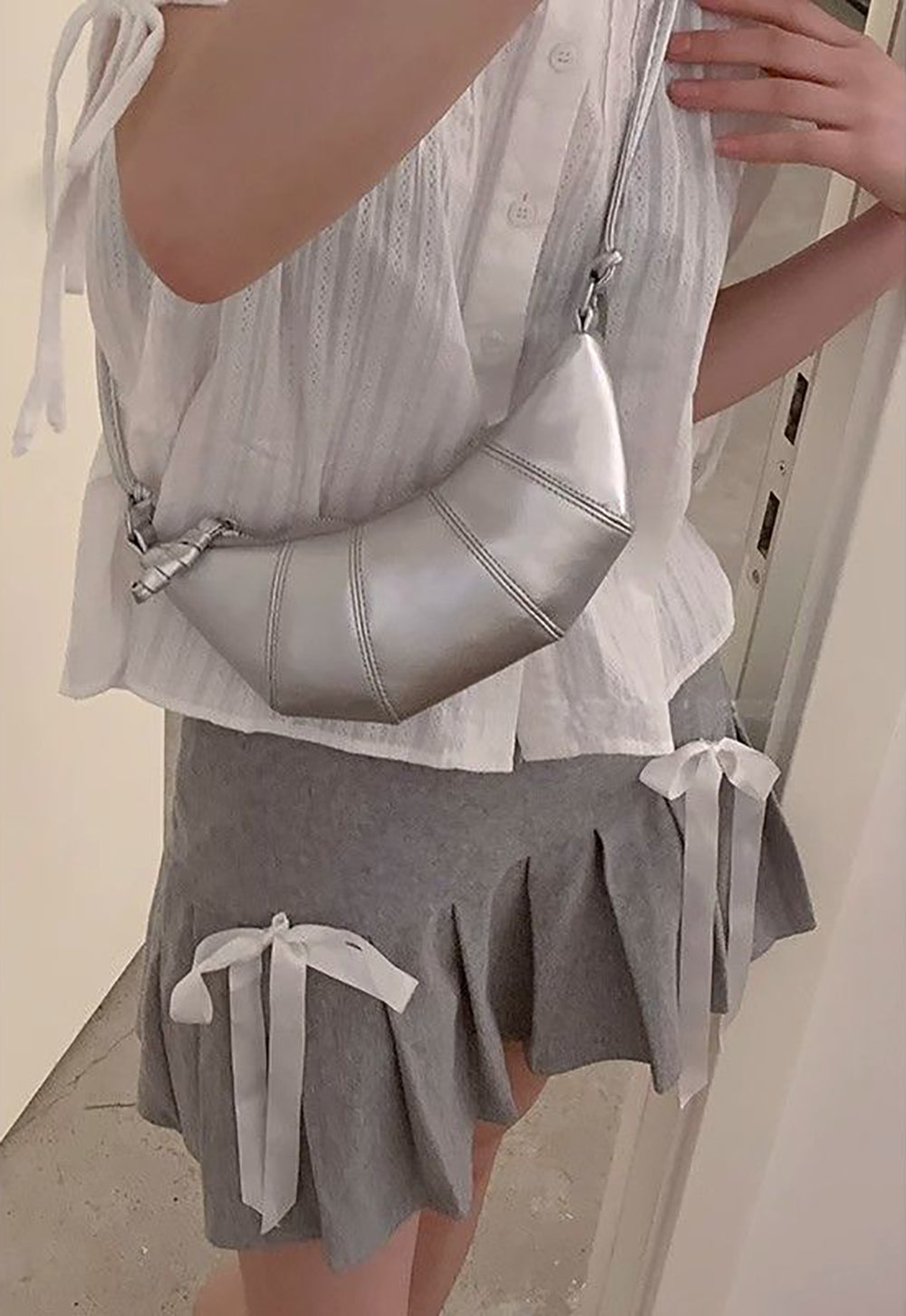 Women Solid Half Moon Sling Bag