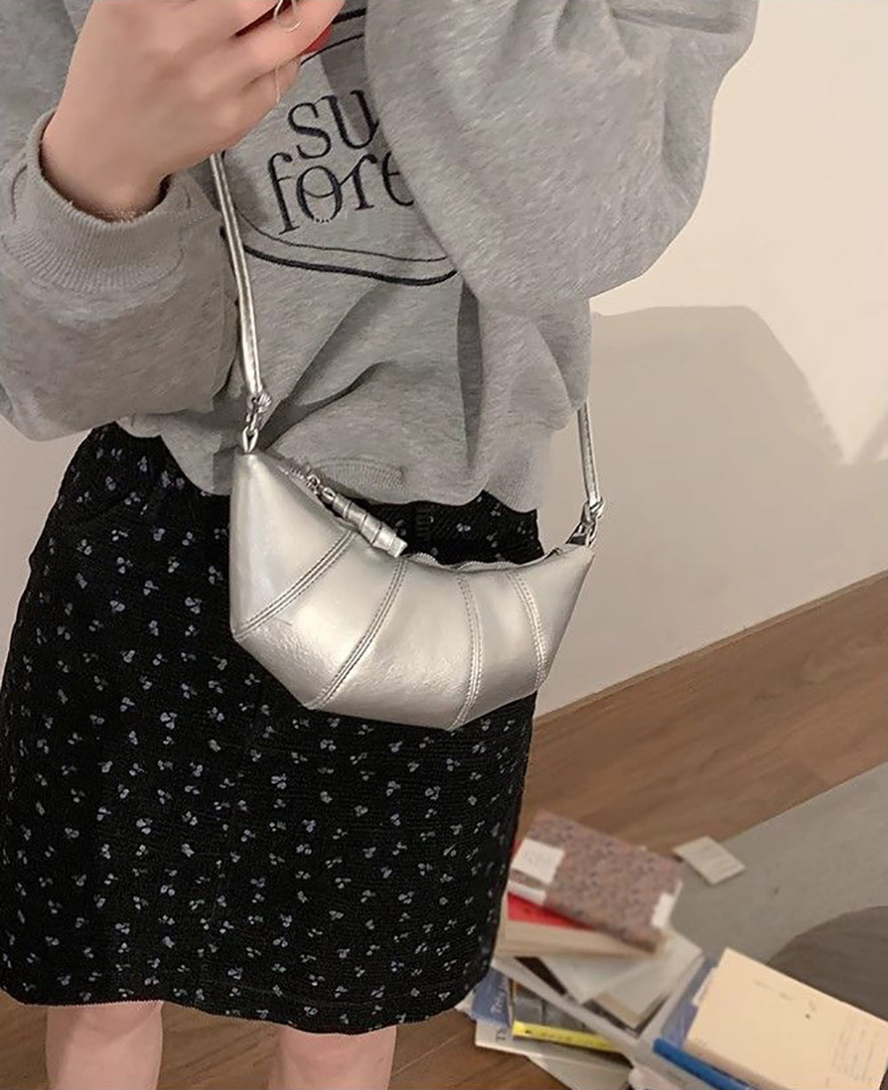 Women Solid Half Moon Sling Bag