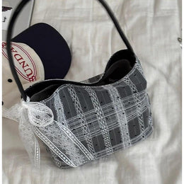 Women Striped Bowling Handheld Bag