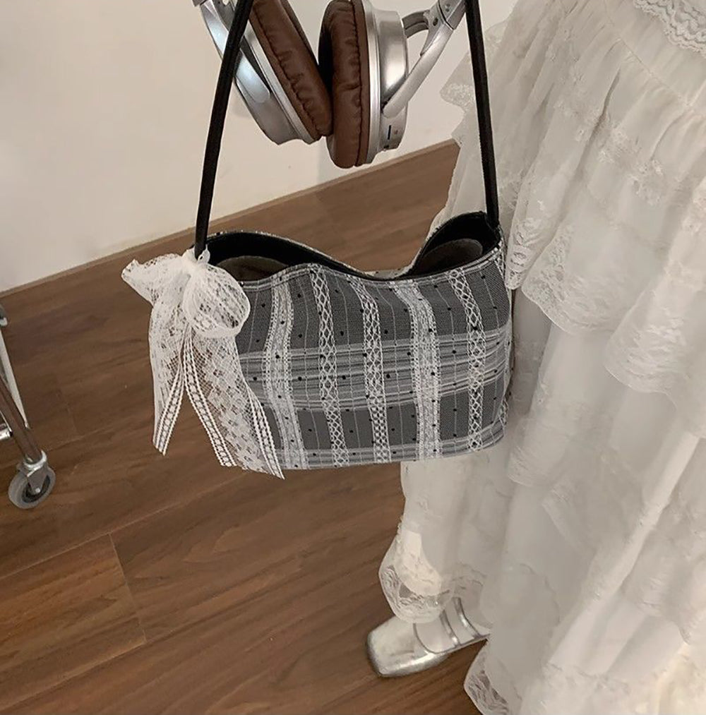 Women Striped Bowling Handheld Bag