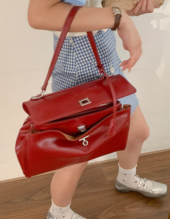 Women Solid Structured Satchel Bag