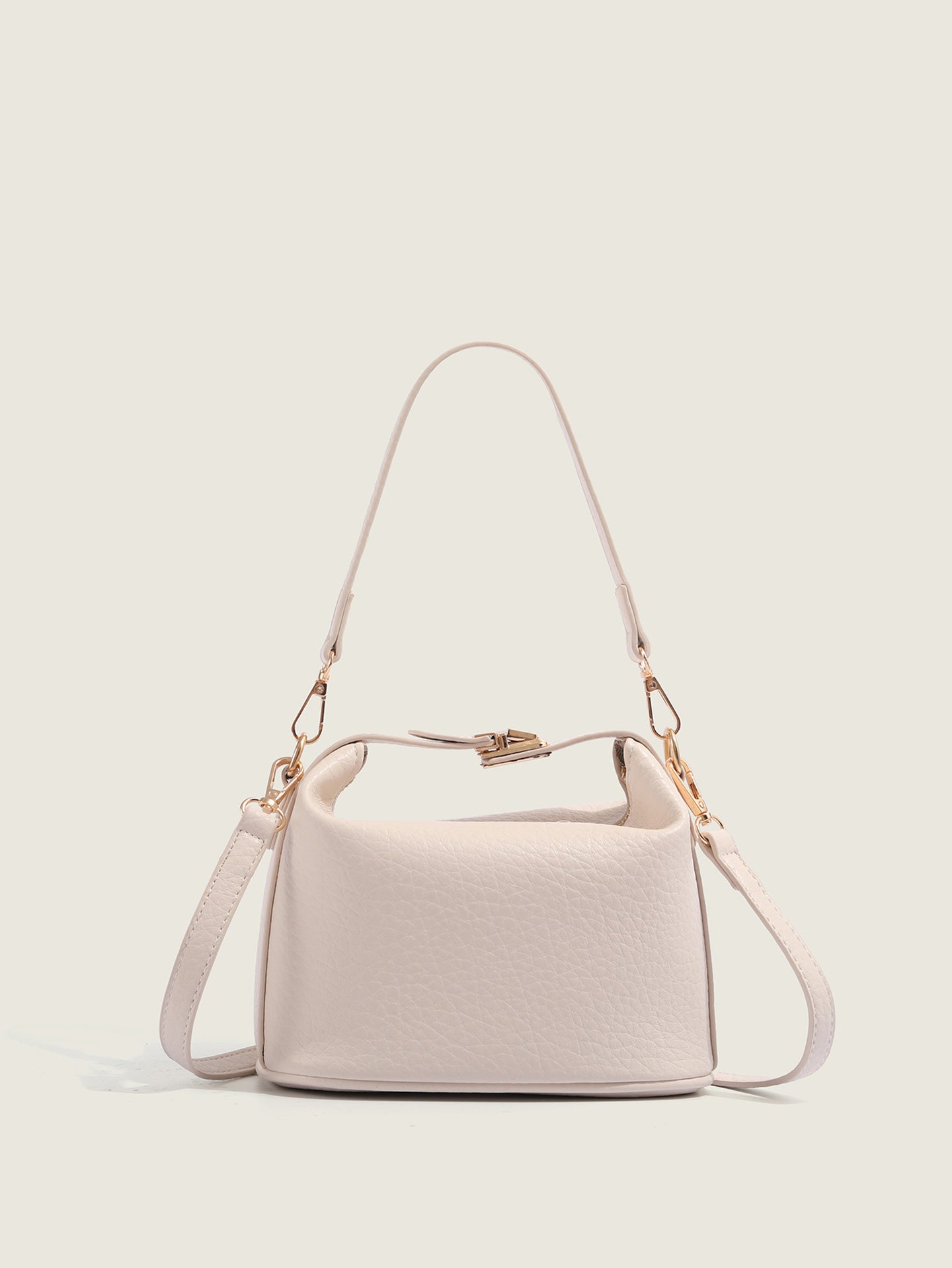 Off White Solid One Handle Sling Bag
