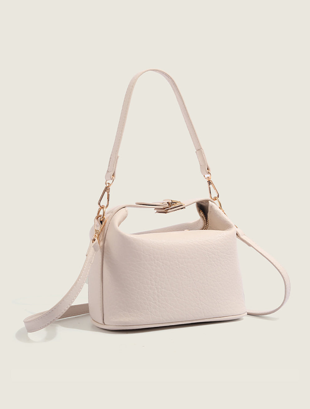 Off White Solid One Handle Sling Bag