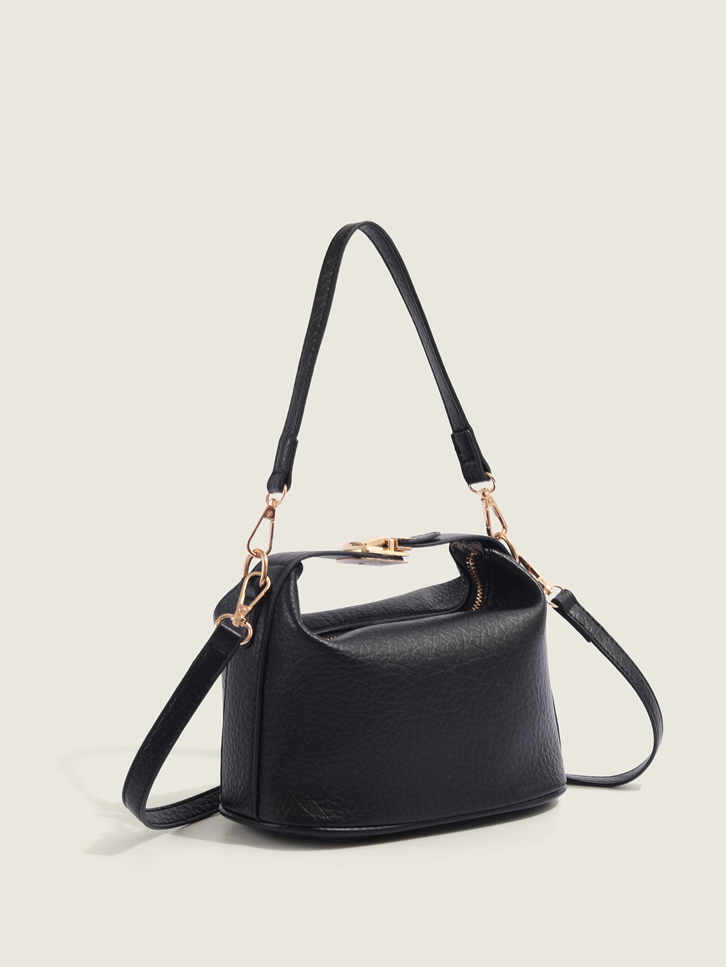 Black Solid One Handle Sling Bag